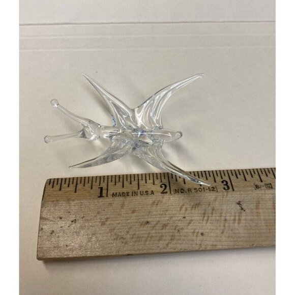 Studio Crafted Delicate Hand Blown Glass Butterfly Clear Figurine - Picture 7 of 8